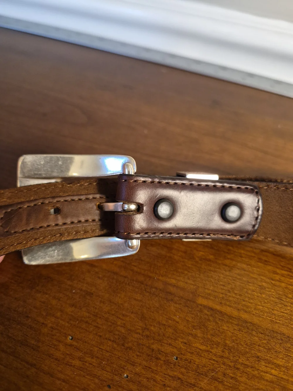 Brighton Men's Dark Brown Leather Belt with Silver Buckle Size 42